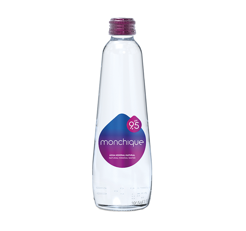 Botella de vidrio de 37 cl de agua de Monchique